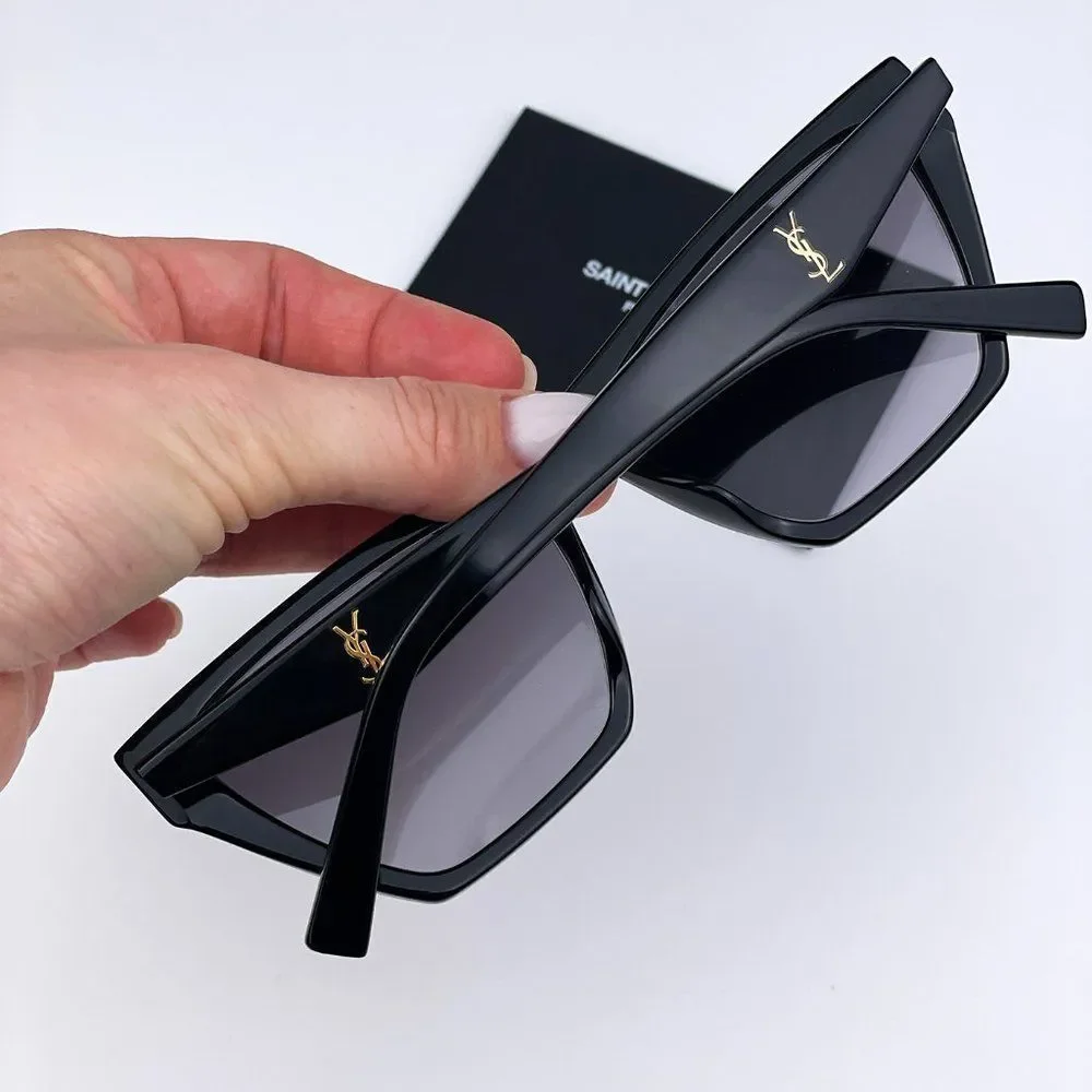 🔥 Saint Laurent SLM103 001 Sunglasses Black Gray Gradient Cat Eye Women - Picture 5 of 13